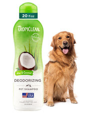TropiClean bouteille avant montrant étiquette claire et bénéfice nettoyant