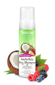 TropiClean emballage avant montrant flacon et parfum baies noix de coco