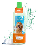 TropiClean flacon 33,8 oz montrant l'emballage et instructions, favorise utilisation facile