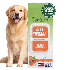 TropiClean pack avant montrant l’emballage et la quantité, pour une propreté pratique