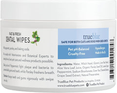 TrueBlue étiquette détaillée listant menthe persil et bicarbonate naturels