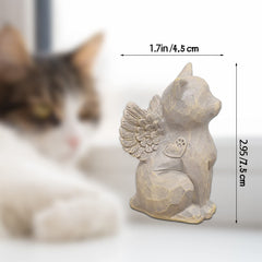 Tsyulog figurine chat ange profil détail montrant la texture peinte à la main