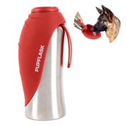 Tuff Pupper PupFlask vue de face montrant la gourde inox, pratique et robuste