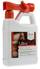 UltraCruz bouteille 32 oz montrant l'étiquette et l'ergonomie pour dosage facile