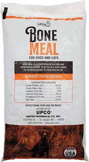 UPCO sac de bone meal 1 lb montrant l'emballage et l'information, complément facile à doser