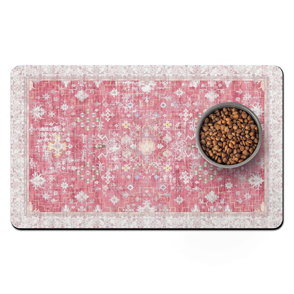 Usnfhcaw vue avant tapis avec gamelles, protège proprement le sol