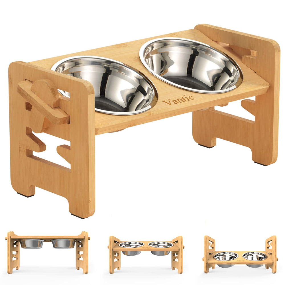 Vantic support gamelles face montrant l'ensemble stable et design naturel