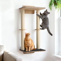 Veehoo étagère murale face montrant design stable et rangement chat