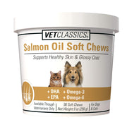Vet Classics emballage avant montrant 90 friandises et informations produit bénéfice peau