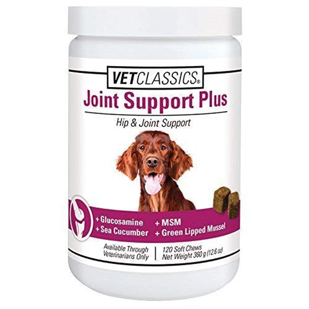 Vet Classics paquet avant 120 soft chews montrant format pratique et appétence