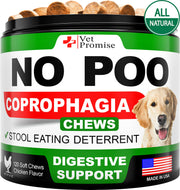 Vet Promise emballage avant montrant le produit et la promesse anti-coprophagie