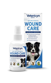 Vetericyn flacon 3 oz face montrant l'emballage et l'usage sécuritaire