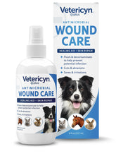 Vetericyn plus bouteille face montrant l'emballage et bénéfice nettoyage sûr