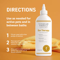 Veterinary Formula utilisé sur un chien pour un nettoyage auriculaire sûr