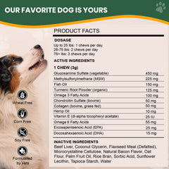 Comparaison de taille d'un chew Veterinary Naturals à côté d'une main pour évaluer dosage