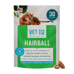 VetIQ emballage avant montrant le produit et bénéfice prévention boules de poils
