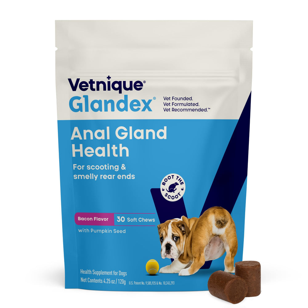 Vetnique Glandex emballage avant montrant le produit et apaisant