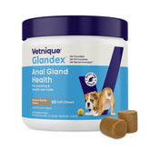 Vetnique Glandex emballage face montrant le produit et bénéfice confort anal