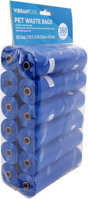 Vibrant Life emballage avant montrant 24 rouleaux et 360 sacs, pratique et économique