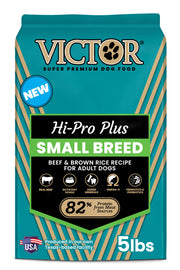 VICTOR emballage avant 5 lb montrant formule petit chien et bénéfices nutritifs