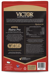VICTOR étiquette nutritionnelle Nutra Pro mettant en avant la composition