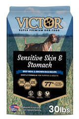 VICTOR sachet face montrant recette bœuf et riz brun pour peaux sensibles