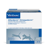 Virbac Allerderm Omegaderm emballage avant montrant information produit et bénéfice cutané