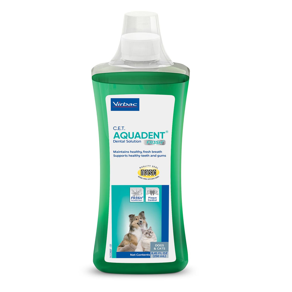 Virbac flacon Aquadent Fr3sh étiquette claire pour usage quotidien