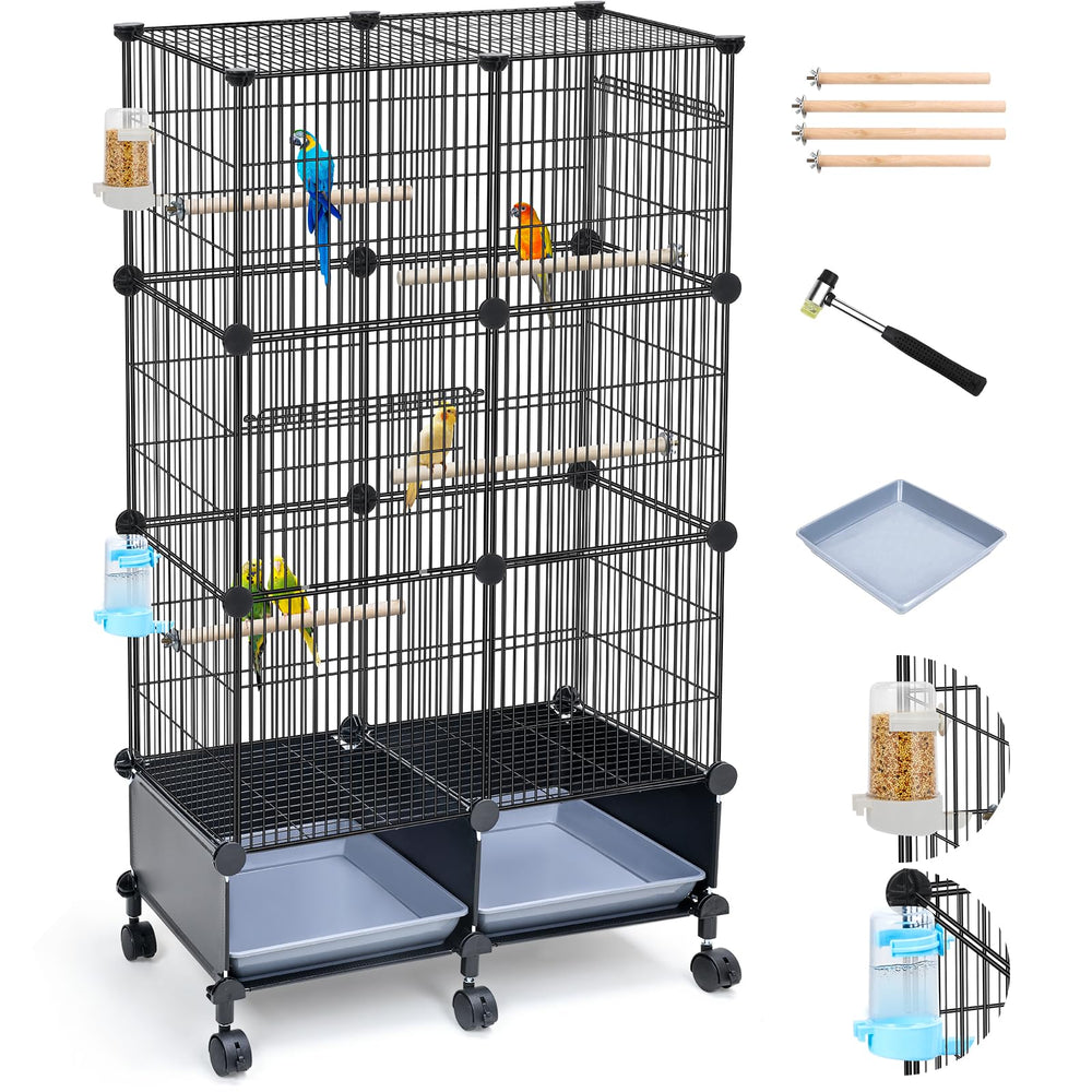VISCOO vue frontale de la cage offrant espace et sécurité pour oiseaux