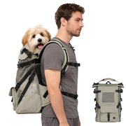 wakytu vue avant du sac à dos porte-chien montrant fermeture sécurisée