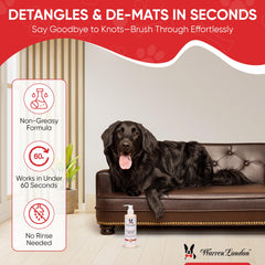 Warren London application sur chien poil long facilite le démêlage et la brillance