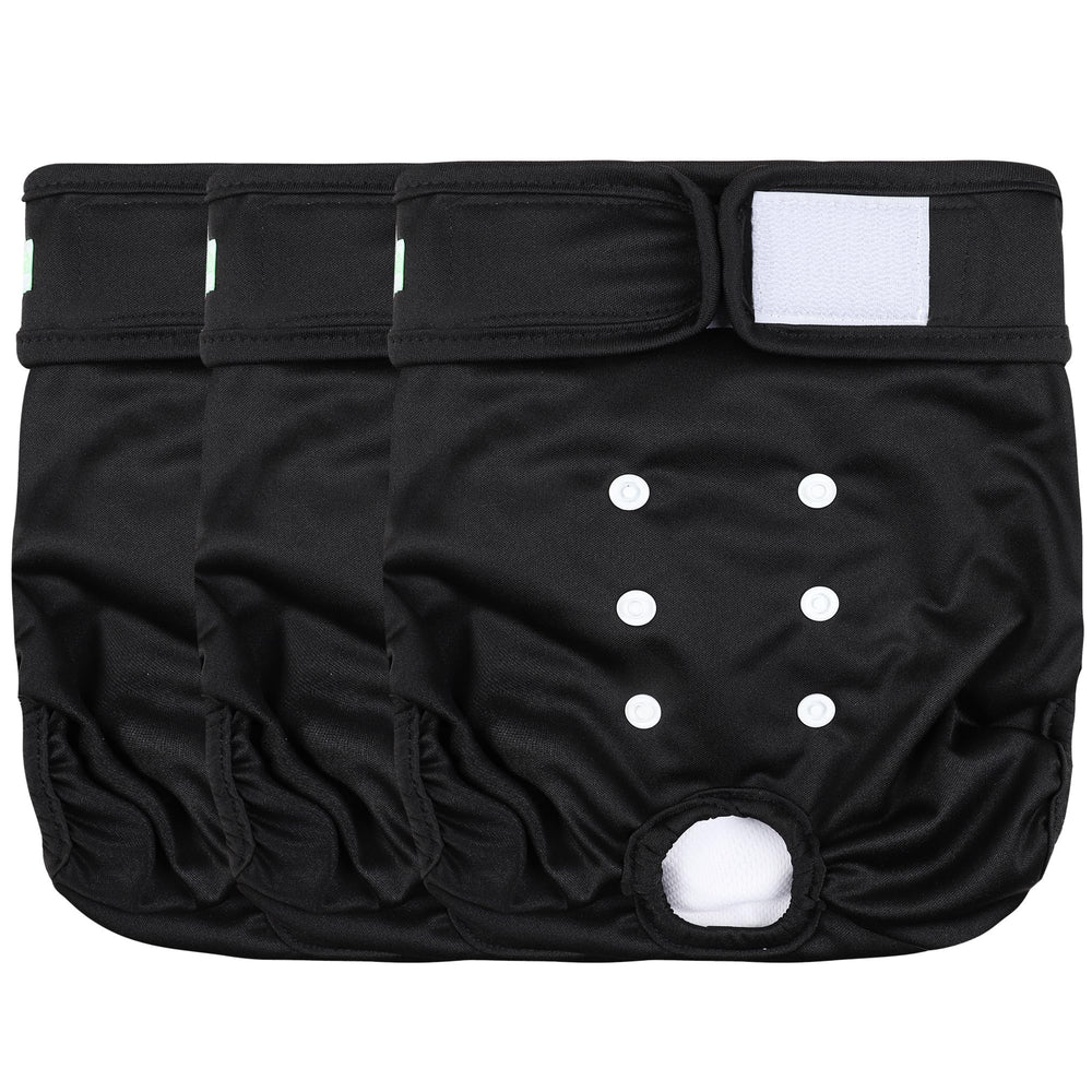 wegreeco vue avant du lot de 3 couches noires pour chiennes, protection pratique