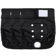 wegreeco vue avant du lot de 3 couches noires pour chiennes, protection pratique
