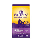 Wellness paquet devant montrant recette pour chiens seniors et bénéfice nutritif