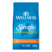 Wellness sac 26 lb face montrant l'emballage et avantage ingrédients limités
