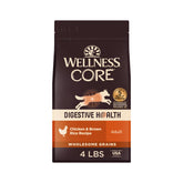 Wellness CORE emballage avant montrant la recette poulet et les bénéfices digestifs