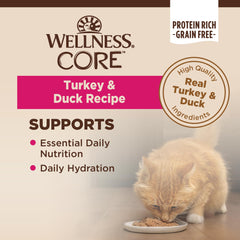 Wellness CORE pâté servi dans un bol pour chat, favorise hydratation