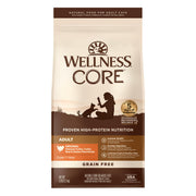 Wellness CORE sac avant montrant la recette dinde et poulet et bénéfice nutritionnel