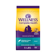 Wellness paquet avant whitefish et patate douce montrant l’emballage clair et informatif