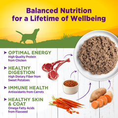 Wellness pâté étiquette lisible mettant en avant ingrédients naturels