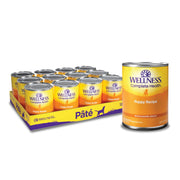 Wellness pâté chiot face de la boîte montrant l'étiquette et l'appétence