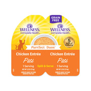 Wellness Purrfect Duos emballage avant montrant produit pratique et portions