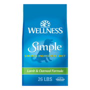 Wellness sachet devant montrant formule agneau et flocons d'avoine, rassure qualité