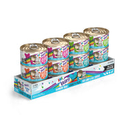 Weruva B.F.F. OMG face du pack montrant les six saveurs, idéal pour varier l'alimentation