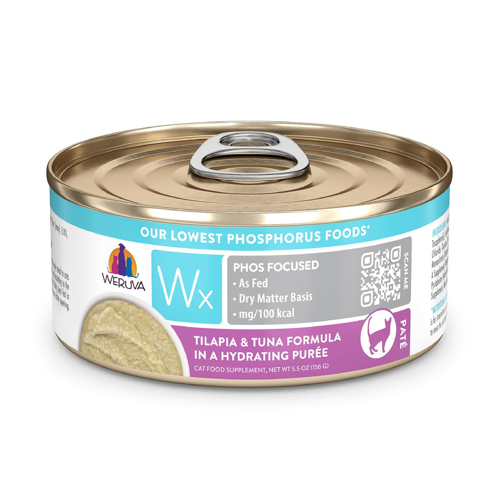 Weruva boîte 5.5oz vue avant montrant l'emballage et bénéfice appétence