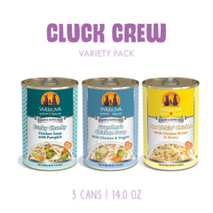 Weruva Cluck Crew ouverture de conserve montrant contenu appétent et hydratation naturelle