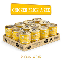 Weruva gros plan texture montrant morceaux de poulet et jus, digestion facilitée