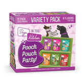 Weruva emballage avant Pooch Pouch Party montrant variété et praticité