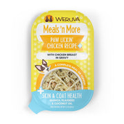 Weruva emballage face Paw Lickin’ Chicken montrant pack et bénéfice peau saine
