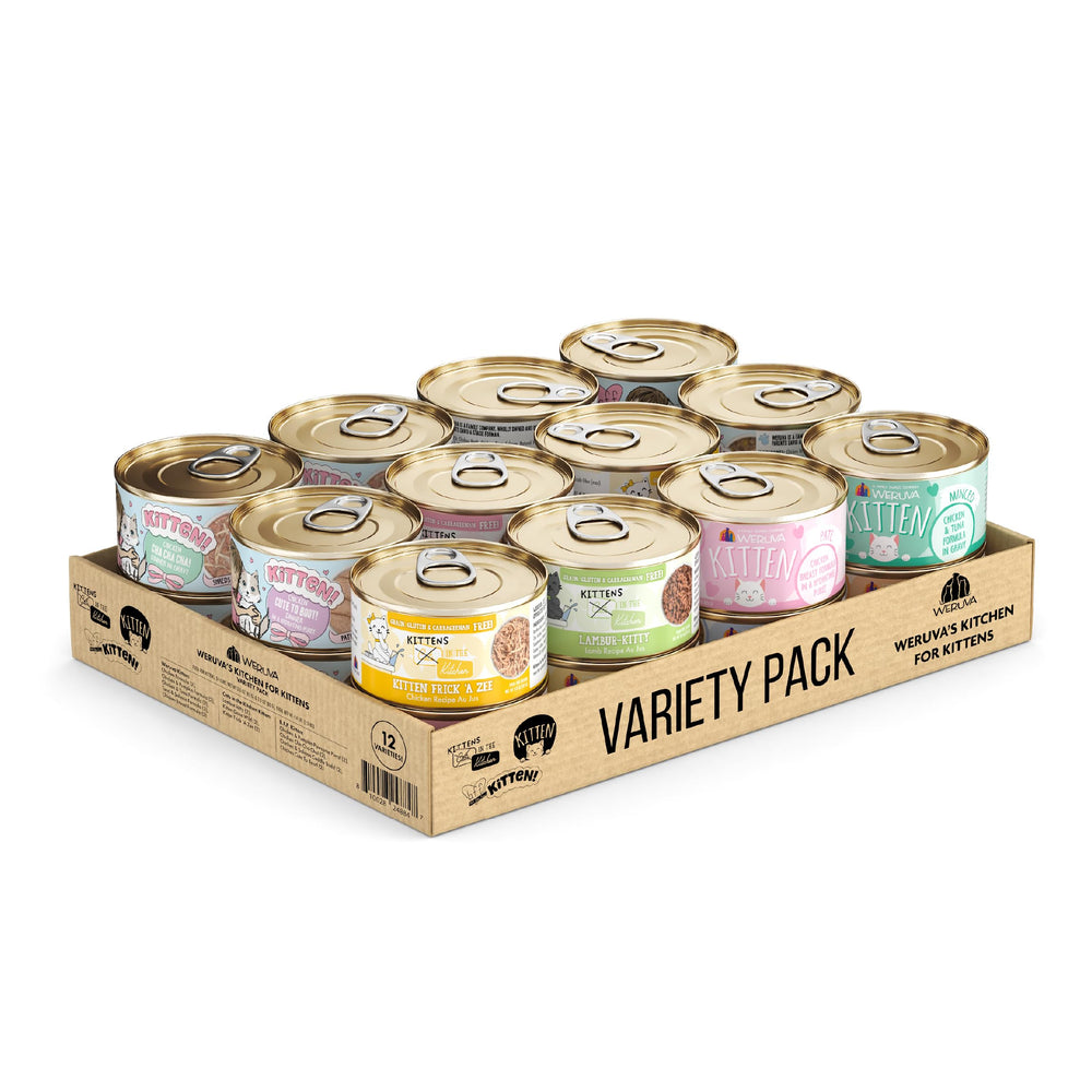Weruva pack face avant montrant 24 conserves et variétés appétissantes
